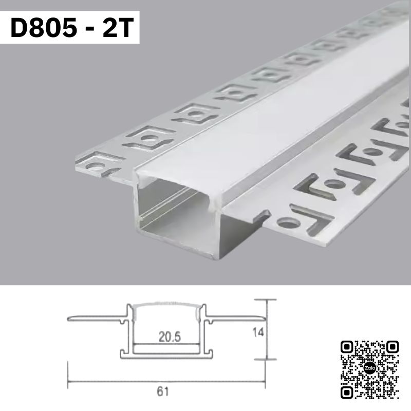 Thanh Nhôm Giấu Viền Dài 2m | D805-2T